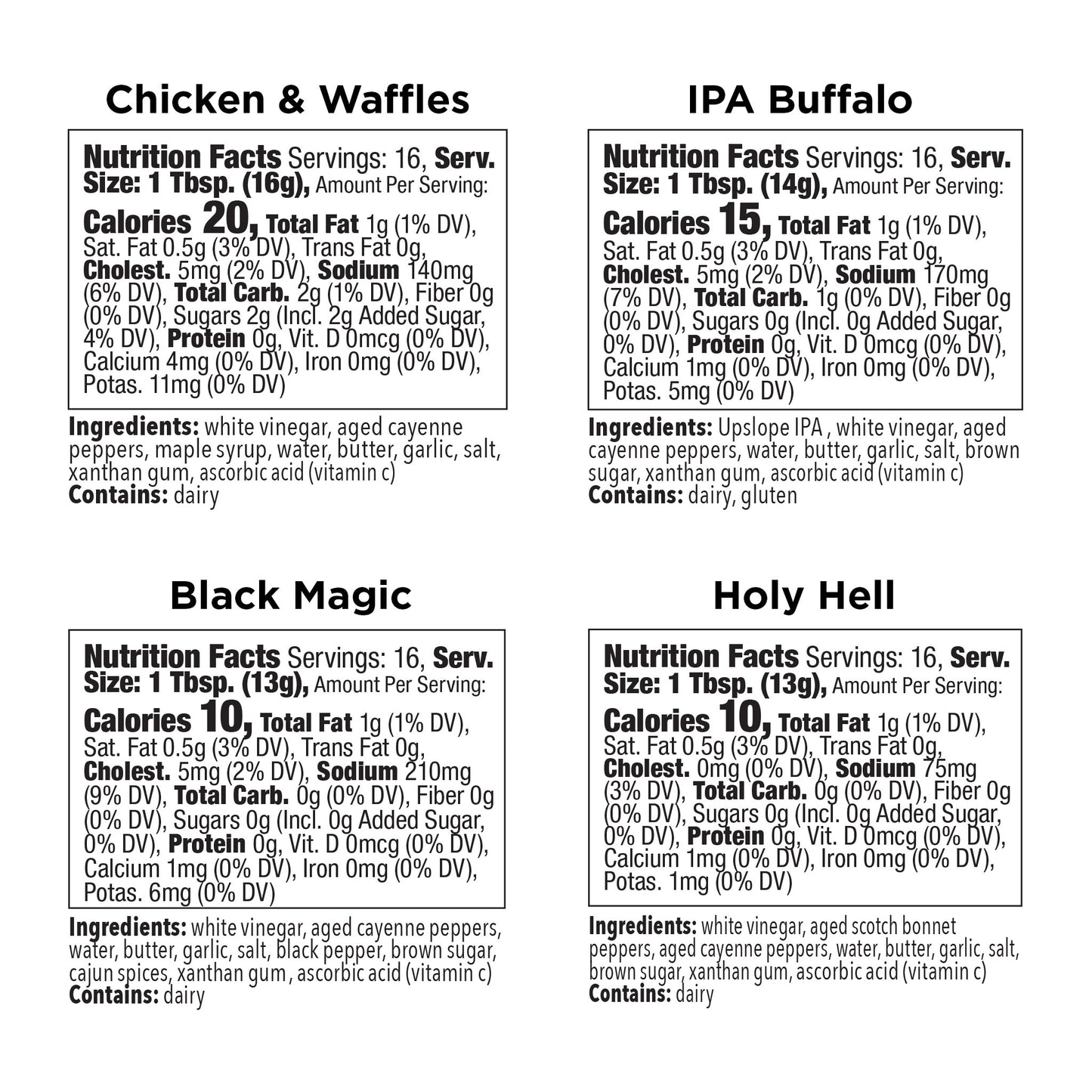 Buffalo Sauce Flight (8 oz x 4) - Bundle - Blonde Beard's - blondebeards