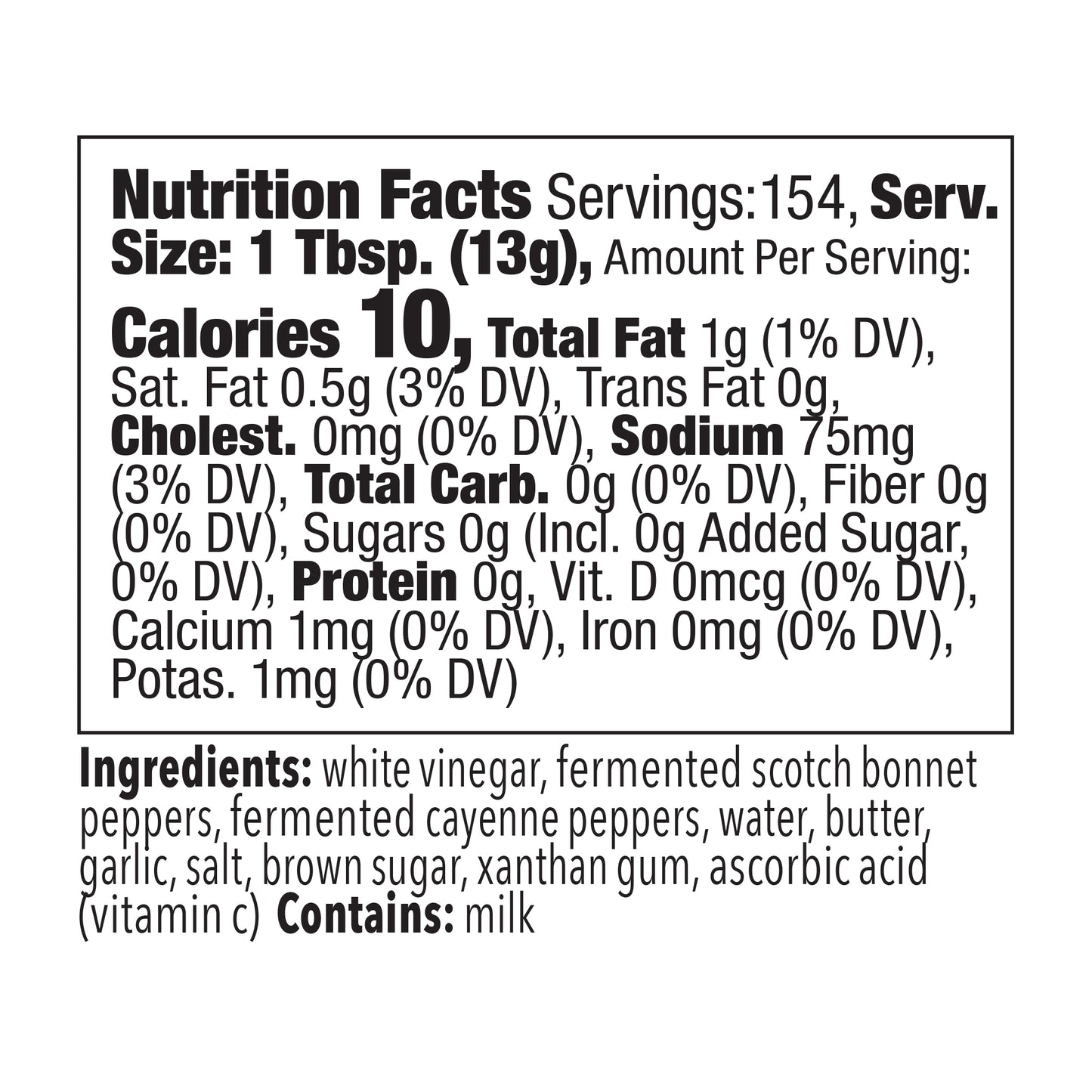 
                  
                    Nutrition facts and ingredient panel for Blonde Beard’s Holy Hell buffalo wing sauce.
                  
                
